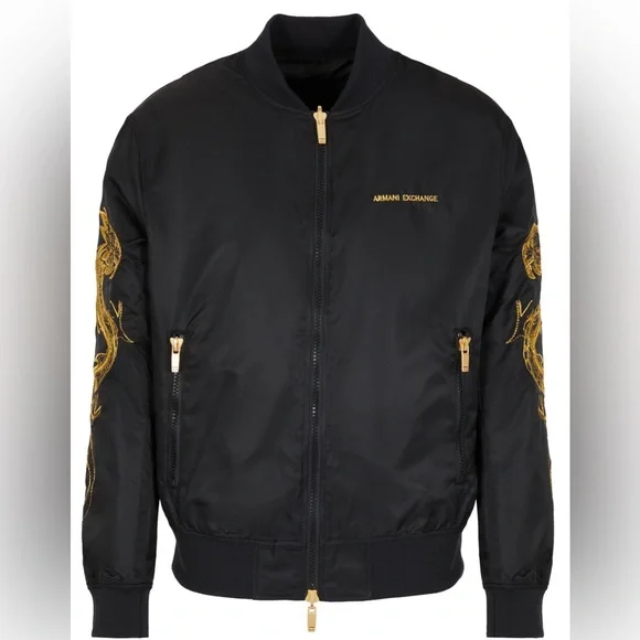 ARMANI EXCHANGE DRAGON EMBROIDERY BLACK JACKET - Picture 2 of 8